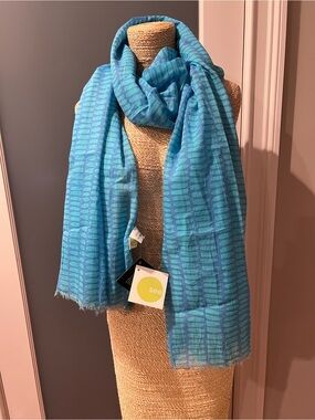 See Designs Aqua/Blue Patterned Scarf